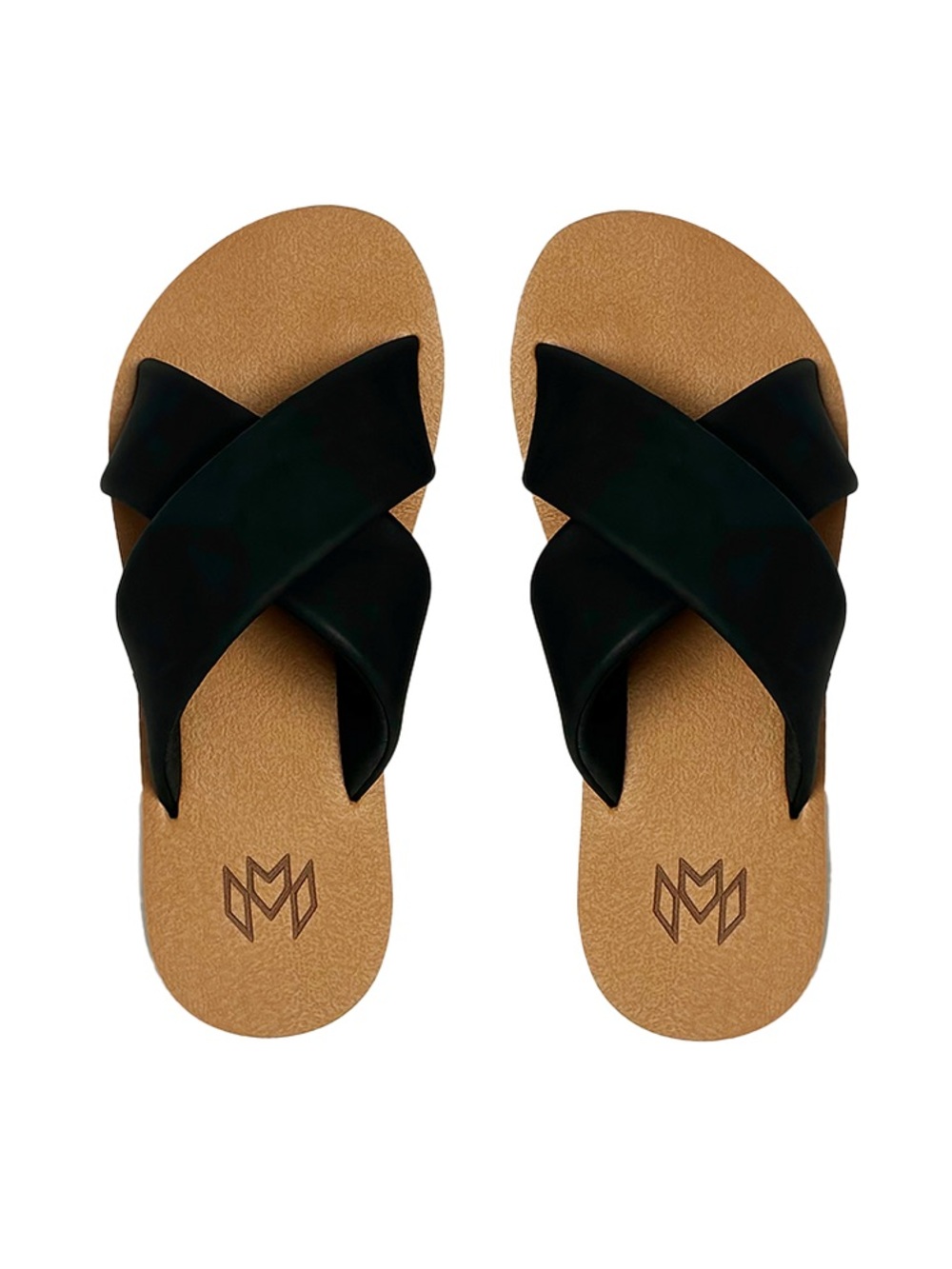 NEW Malvados Ellie Cross - Jet Black Crisscross Slide Sandals Size 7
